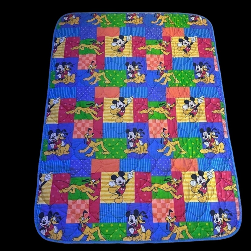 VTG Disney Mickey Mouse & Pluto Throw Blanket 1990”s